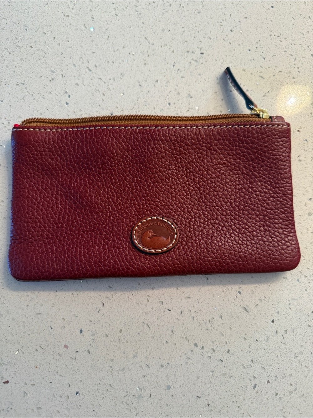 Dooney & Bourke Wine Pebbled Leather Zip Pouch
